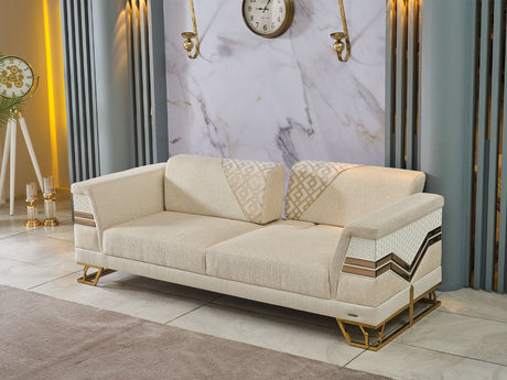 Zen 3-pieces (Sofa & Loveseat & Chair) Livingroom Set Cream by Furnia at Eve Furniture