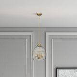 Zen Five Pendant Chain Hanging Light with Clear Glass - Satin Brass by Ashcroft Furniture at Eve Furniture