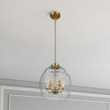 Zen Five Pendant Chain Hanging Light with Clear Glass - Satin Brass by Ashcroft Furniture at Eve Furniture