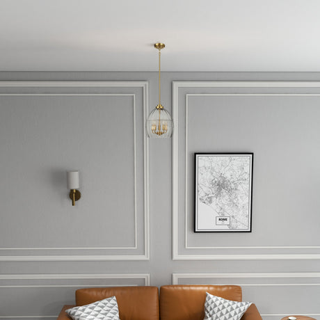 Zen Five Pendant Chain Hanging Light with Clear Glass - Satin Brass by Ashcroft Furniture at Eve Furniture