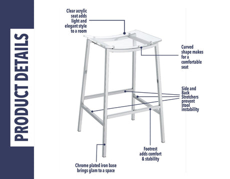 Zena 30″ Backless Bar Stool by Steve Silver at Eve Furniture
