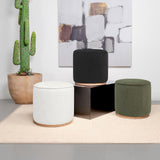 Zena Green Faux Sheepskin Upholstered Round Ottoman by Coaster at Eve Furniture