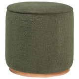 Zena Green Faux Sheepskin Upholstered Round Ottoman by Coaster at Eve Furniture