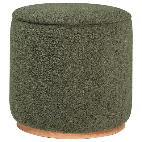 Zena Green Faux Sheepskin Upholstered Round Ottoman by Coaster at Eve Furniture