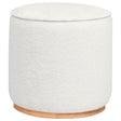 Zena Ivory Faux Sheepskin Upholstered Round Ottoman by Coaster at Eve Furniture