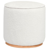 Zena Ivory Faux Sheepskin Upholstered Round Ottoman by Coaster at Eve Furniture