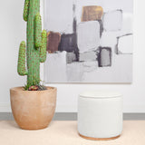 Zena Ivory Faux Sheepskin Upholstered Round Ottoman by Coaster at Eve Furniture