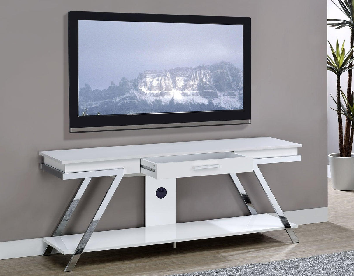 Zena White TV Stand with Drawer by Steve Silver at Eve Furniture