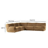 Zenith 5-Piece Latte Brown Performance Velvet Modular L-Sectional by TOV Furniture at Eve Furniture
