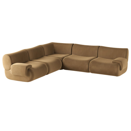 Zenith 5-Piece Latte Brown Performance Velvet Modular L-Sectional by TOV Furniture at Eve Furniture