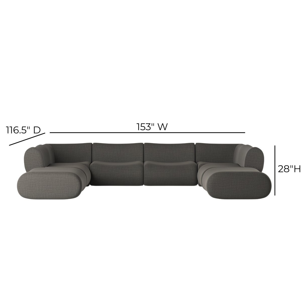 Zenith 8-Piece Contract-Grade Upcycled Fabric Modular U-Sectional by TOV Furniture at Eve Furniture