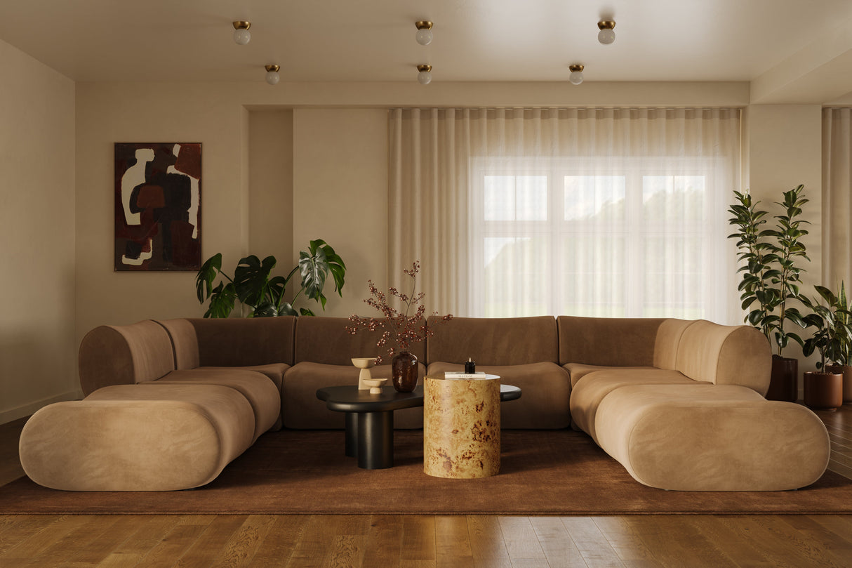 Zenith 8-Piece Latte Brown Performance Velvet Modular U-Sectional by TOV Furniture at Eve Furniture