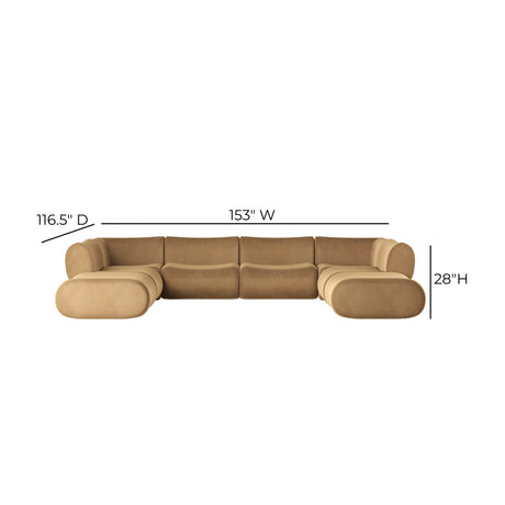 Zenith 8-Piece Latte Brown Performance Velvet Modular U-Sectional by TOV Furniture at Eve Furniture