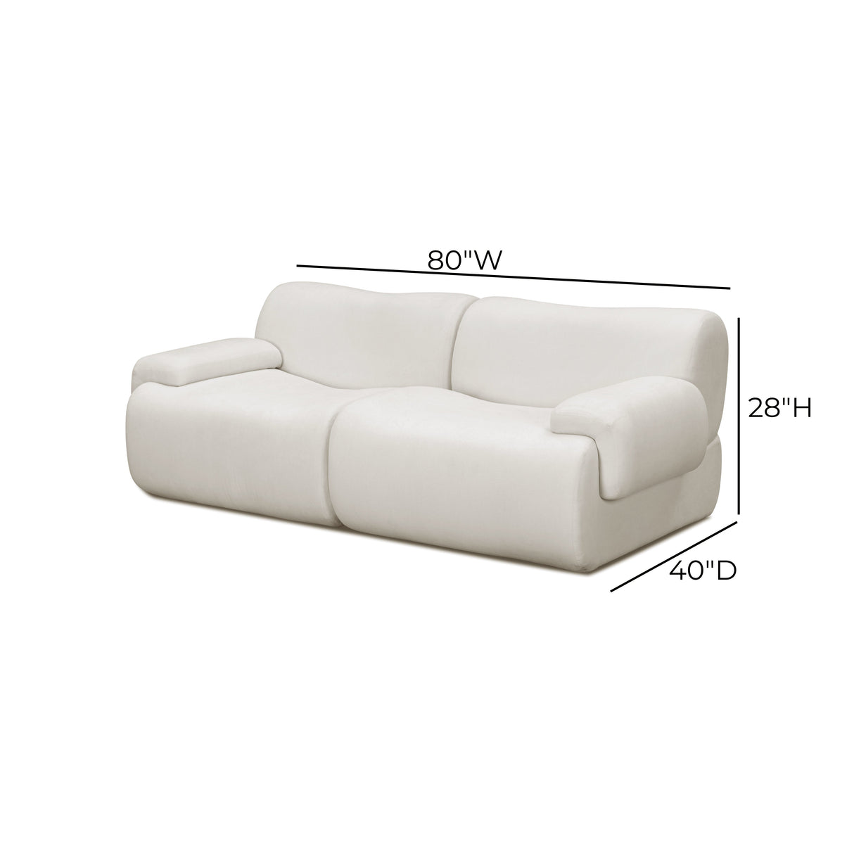 Zenith 80" Contract-Grade Upcycled Fabric Modular Loveseat by TOV Furniture at Eve Furniture