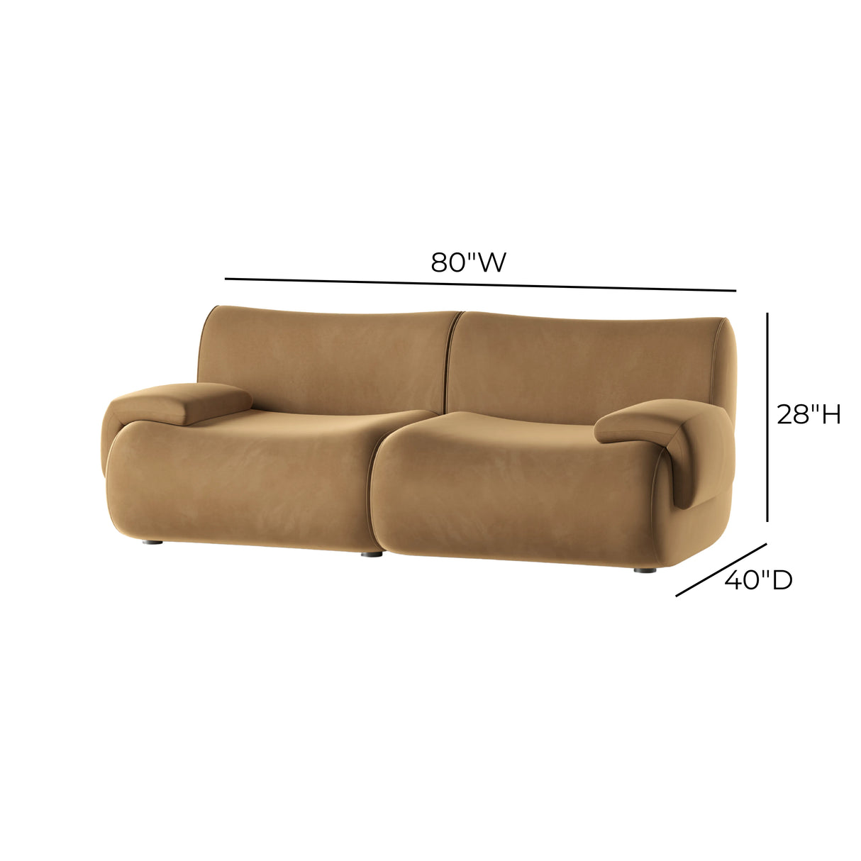 Zenith 80" Latte Brown Performance Velvet Modular Loveseat by TOV Furniture at Eve Furniture