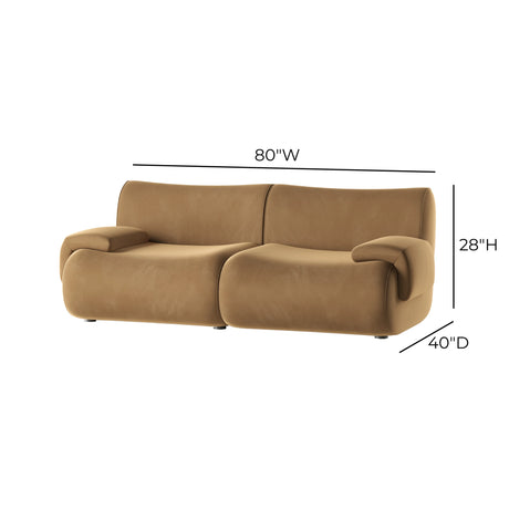 Zenith 80" Latte Brown Performance Velvet Modular Loveseat by TOV Furniture at Eve Furniture
