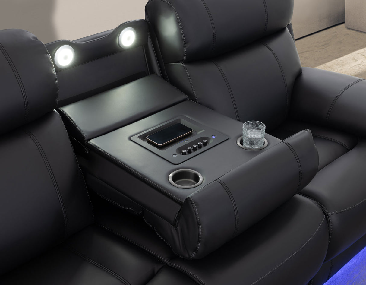 Zenith Black Home Theater With Built-In Speakers Power Reclining Living Room Set by Steve Silver at Eve Furniture