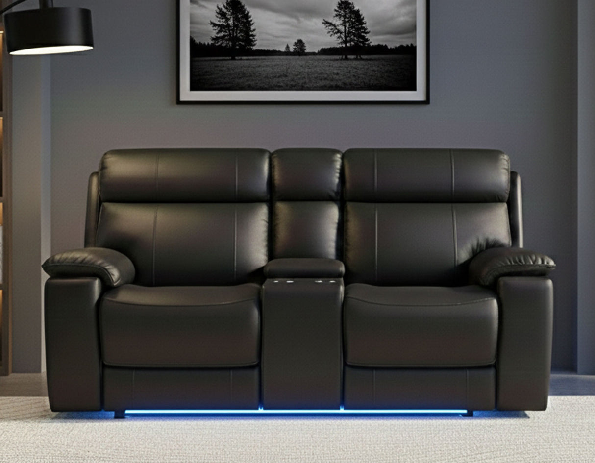 Zenith Black Home Theater With Built-In Speakers Power Reclining Living Room Set by Steve Silver at Eve Furniture