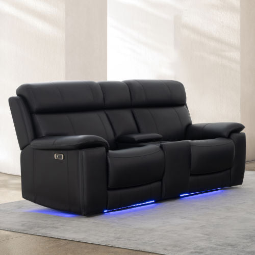 Zenith Black Power Immersive Audio Console Loveseat, Built-in Speakers, Vibration by Steve Silver at Eve Furniture