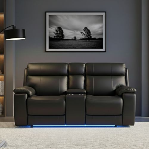 Zenith Black Power Immersive Audio Console Loveseat, Built-in Speakers, Vibration by Steve Silver at Eve Furniture