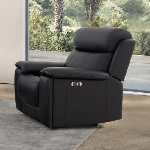 Zenith Black Power Immersive Audio Recliner with Built-in Speakers, Lighting and Vibration by Steve Silver at Eve Furniture