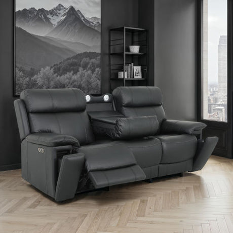 Zenith Black Power Immersive Audio Sofa with Built-In Speakers, Lighting and Vibration. by Steve Silver at Eve Furniture