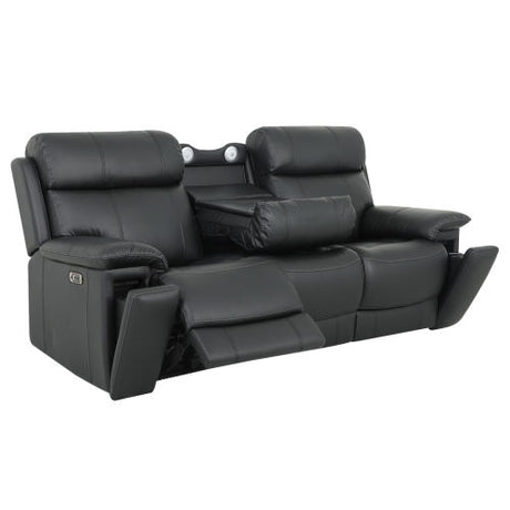 Zenith Black Power Immersive Audio Sofa with Built-In Speakers, Lighting and Vibration. by Steve Silver at Eve Furniture