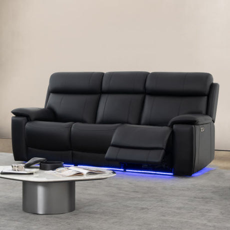 Zenith Black Power Immersive Audio Sofa with Built-In Speakers, Lighting and Vibration. by Steve Silver at Eve Furniture