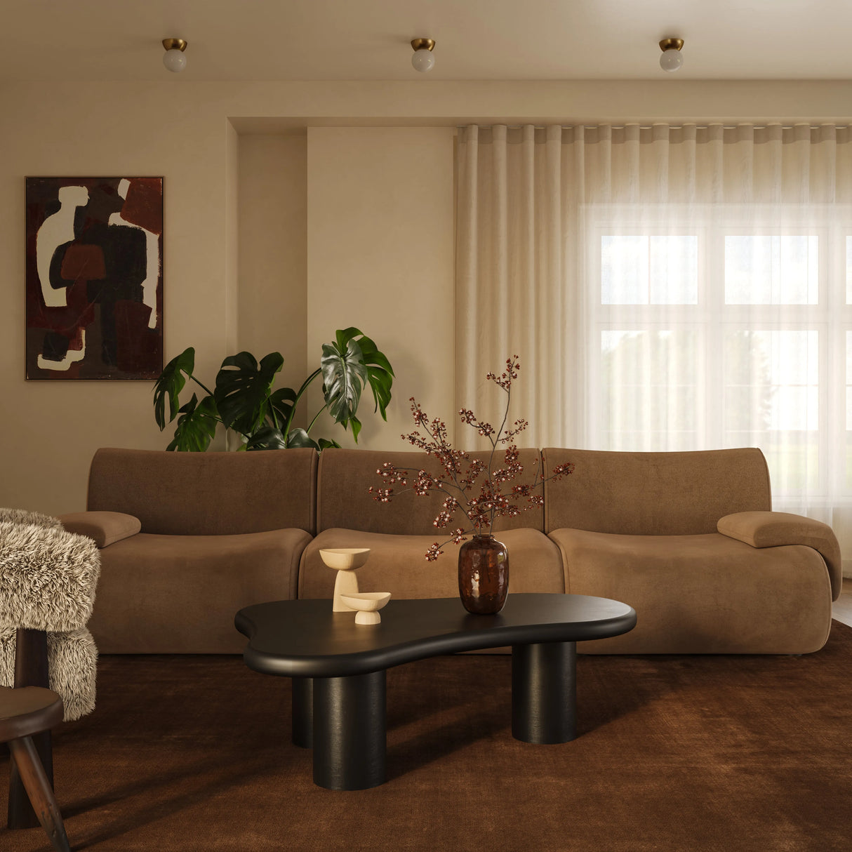 Zenith Latte Brown Performance Velvet Armless Chair by TOV Furniture at Eve Furniture
