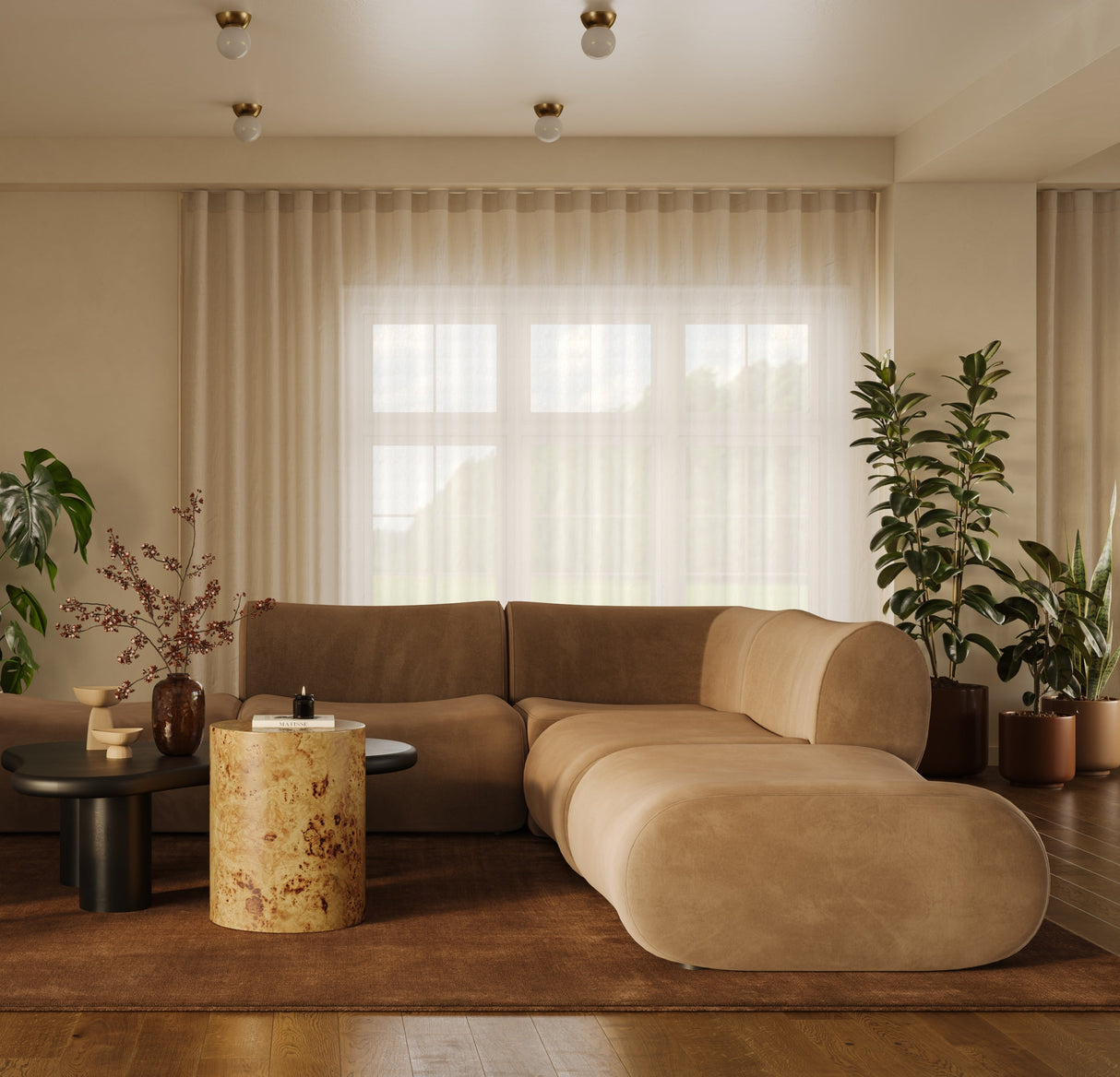 Zenith Latte Brown Performance Velvet Corner Wedge by TOV Furniture at Eve Furniture