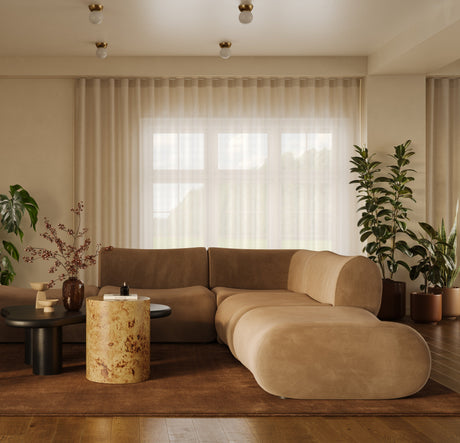 Zenith Latte Brown Performance Velvet Ottoman by TOV Furniture at Eve Furniture