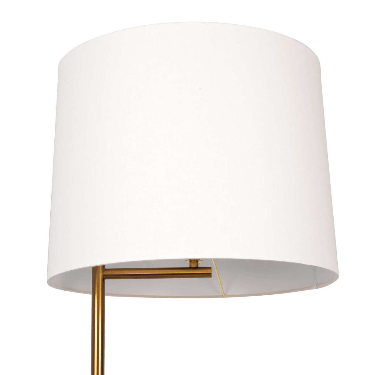 Zenith Offset Brass Base Floor Lamp with Drum-shaped Linen Shade