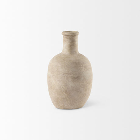 Zenni Warm Beige Ceramic Vase by Mercana at Eve Furniture