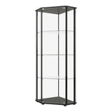 Zenobia Clear and Black Glass Shelf Curio Cabinet by Coaster at Eve Furniture