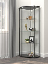 Zenobia Clear and Black Glass Shelf Curio Cabinet by Coaster at Eve Furniture
