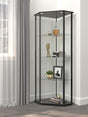 Zenobia Clear and Black Glass Shelf Curio Cabinet by Coaster at Eve Furniture