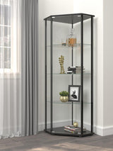 Zenobia Clear/Black Glass Shelf Curio Cabinet