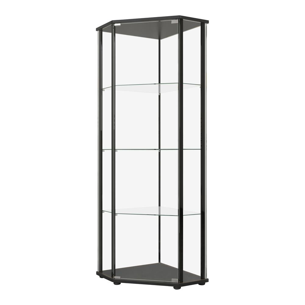 Zenobia Clear/Black Glass Shelf Curio Cabinet