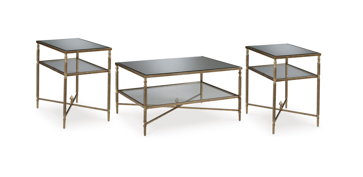 Zenvora Aged Gold Finish Occasional Table Set