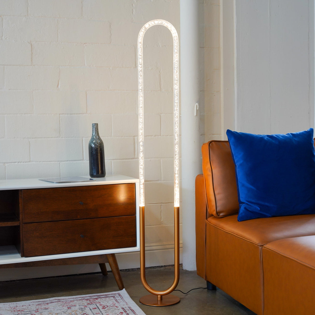 Zeon LED Floor Lamp Coarse Gold and Clear by Ashcroft Furniture at Eve Furniture