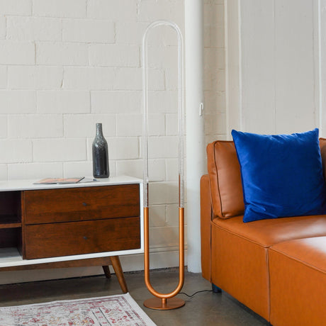 Zeon LED Floor Lamp Coarse Gold and Clear by Ashcroft Furniture at Eve Furniture