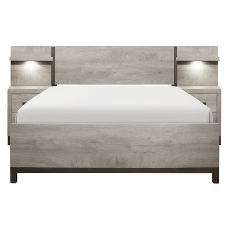 Zephyr Light Gray California King Bed with 2 Nightstands by Homelegance at Eve Furniture