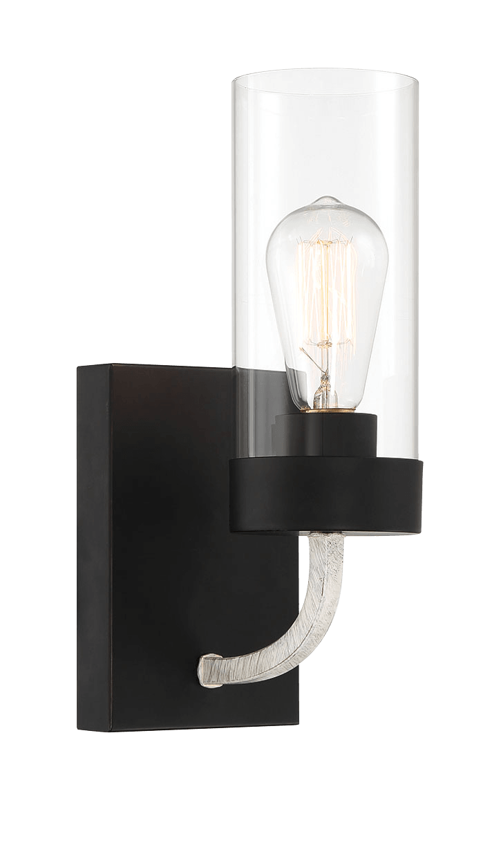 Zephyr Single Light Sconce With Clear Glass Metal Black Finish