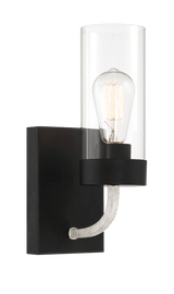 Zephyr Single Light Sconce With Clear Glass Metal Black Finish