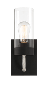 Zephyr Single Light Sconce With Clear Glass Metal Black Finish