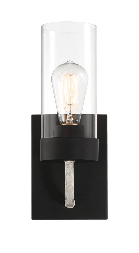 Zephyr Single Light Sconce With Clear Glass Metal Black Finish