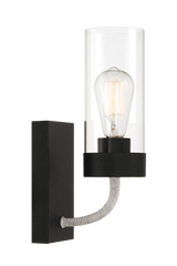 Zephyr Single Light Sconce With Clear Glass Metal Black Finish