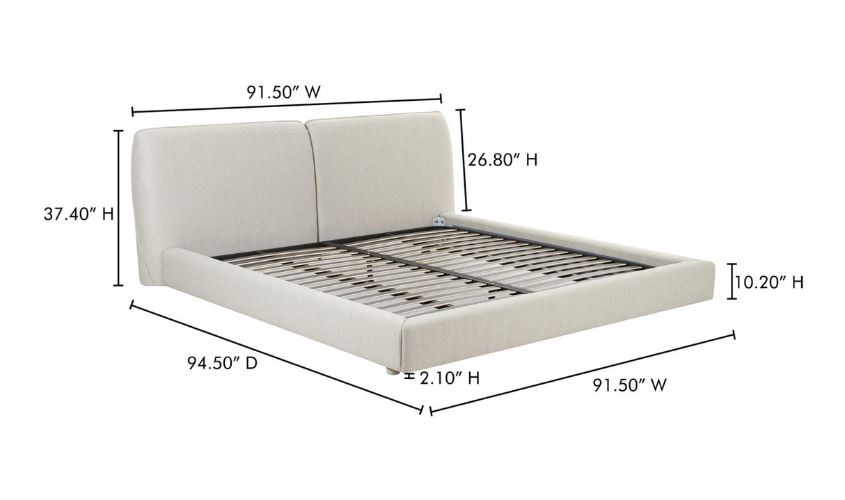 Zeppelin King Bed - Light Grey by Moe's Home at Eve Furniture