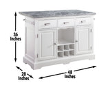 Zermatt 2-Piece Grey Marble Kitchen Island(Island, 2 Counter Stools)