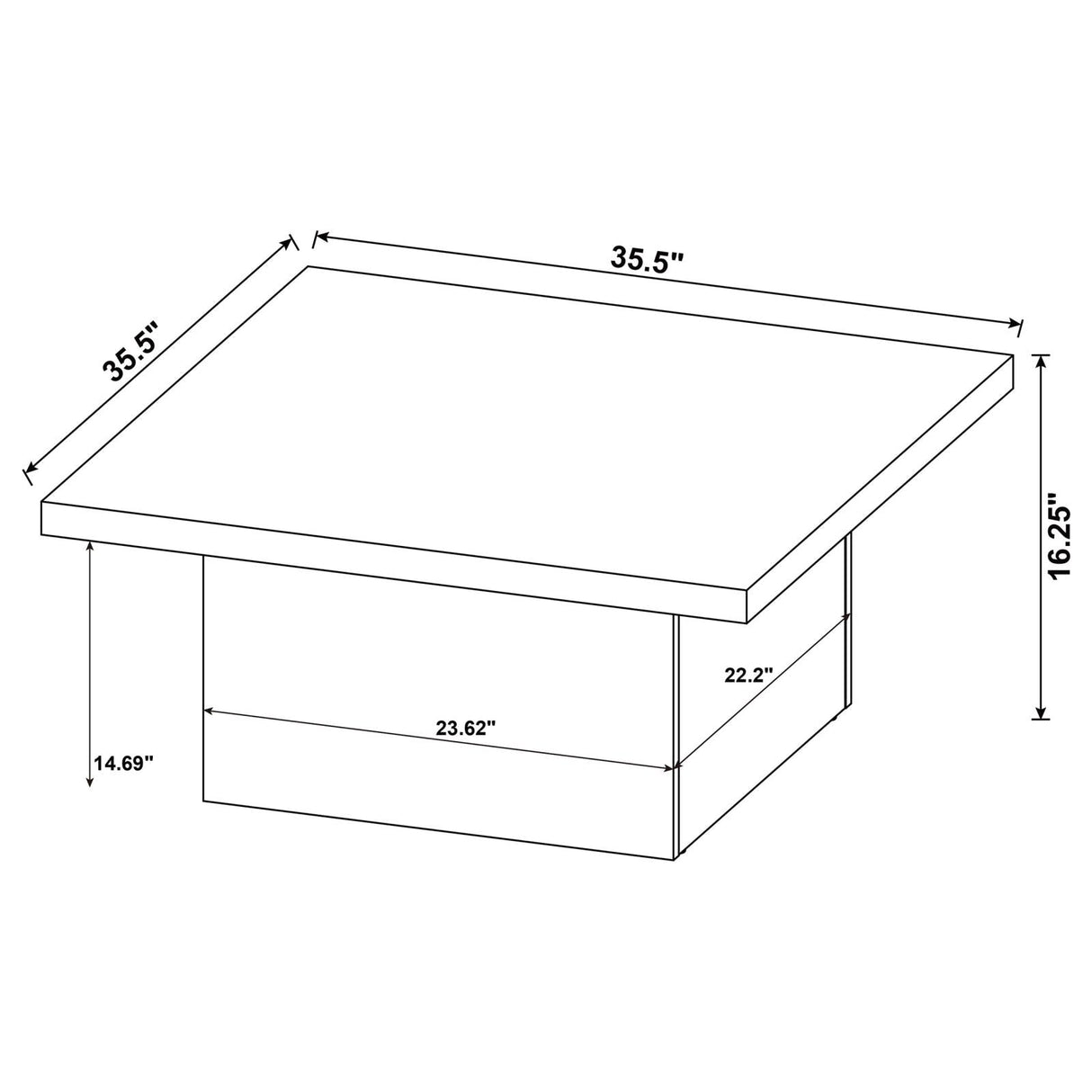 Zetta Square Engineered Wood Coffee Table Mango